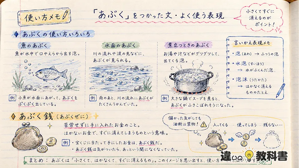 あぶくの意味から見る使い方と例文