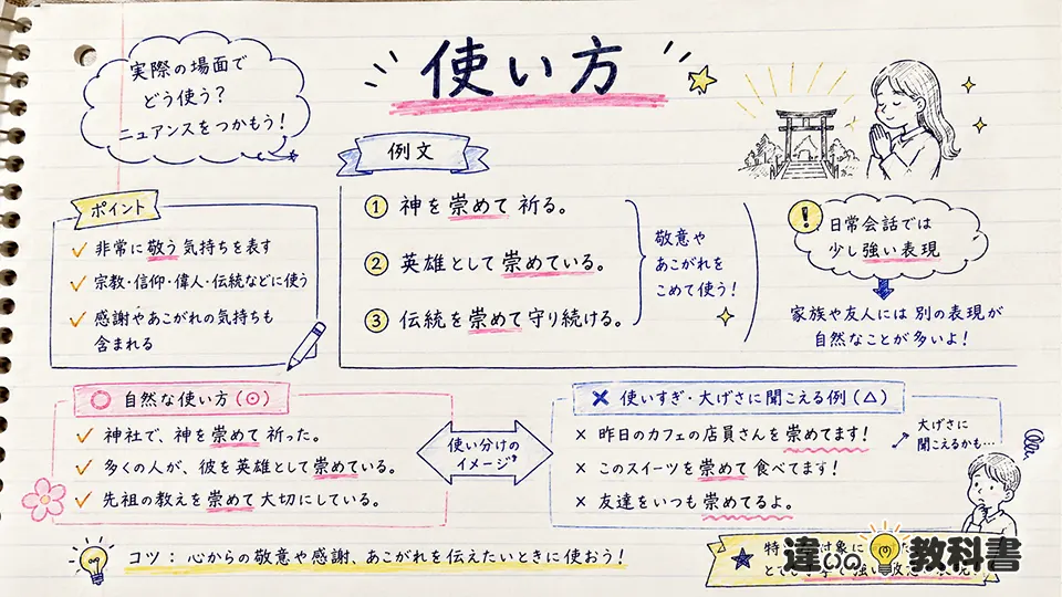 崇めての意味と使い方を例文で確認