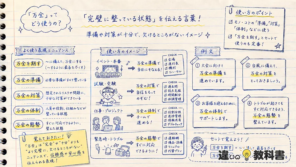 万全の意味が伝わる使い方と例文