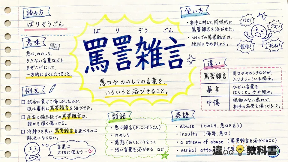 罵詈雑言（ばりぞうごん）の意味や使い方【図解Note】