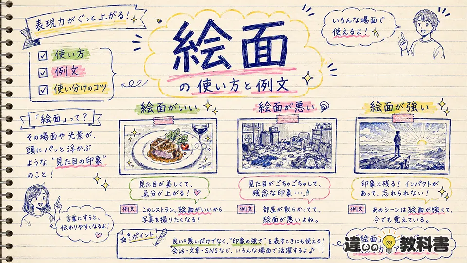 絵面の意味が伝わる使い方と例文