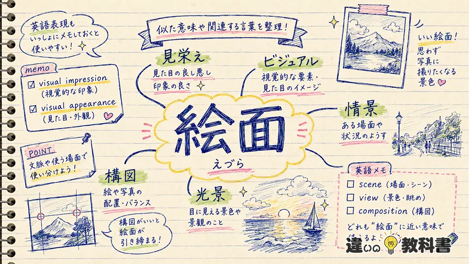 絵面の意味を深める類語・言い換え・英語表現