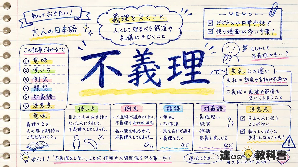 不義理（ふぎり）の意味や使い方【図解Note】