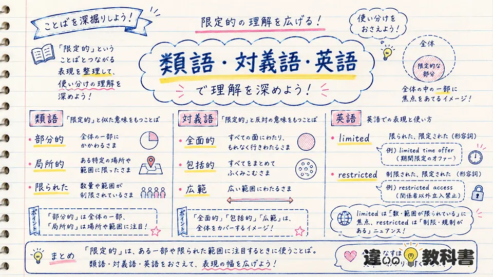 限定的の意味を深める類語・対義語・英語表現