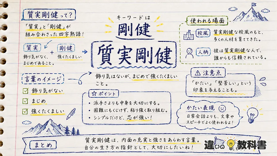 剛健の意味を四字熟語で深める