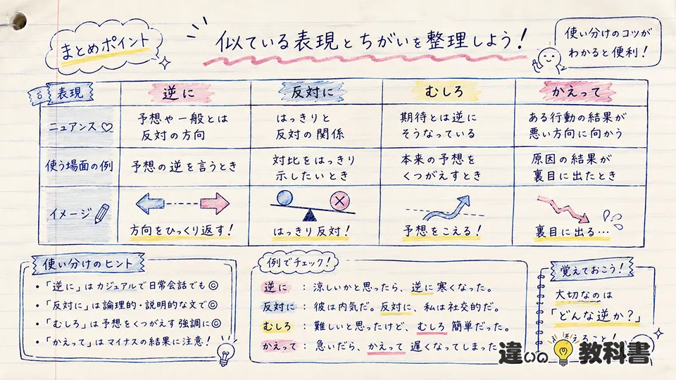 逆にの意味と似た言葉の違い