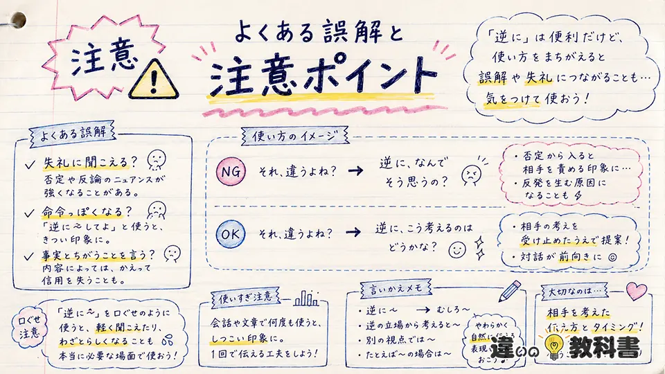 逆にの意味を誤解しないための注意点