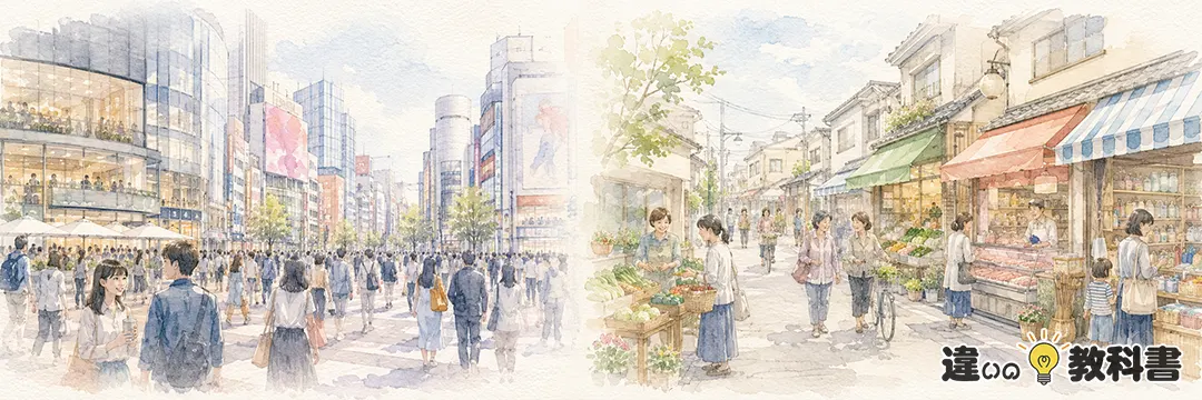 繁華街と商店街の違い