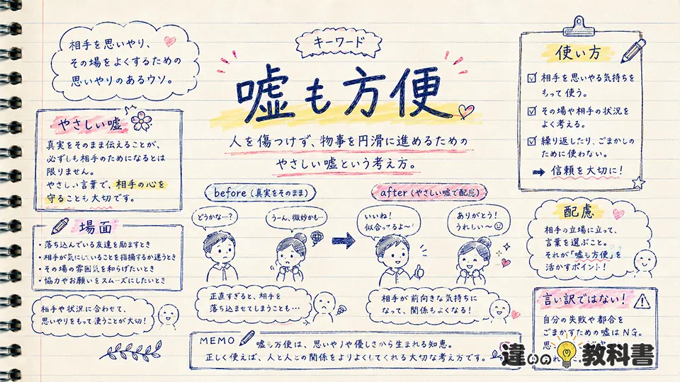 方便の意味がわかる「嘘も方便」の使い方