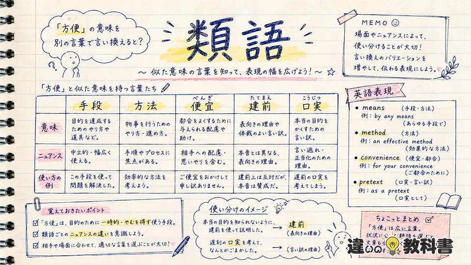 方便の意味を正しく使うための類語・言い換え