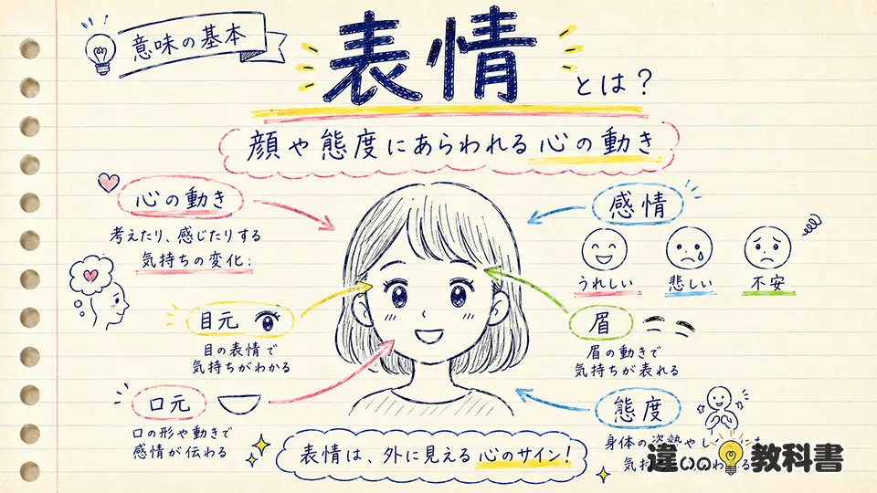 表情の意味をわかりやすく言うと「顔や態度にあらわれる心の動き」