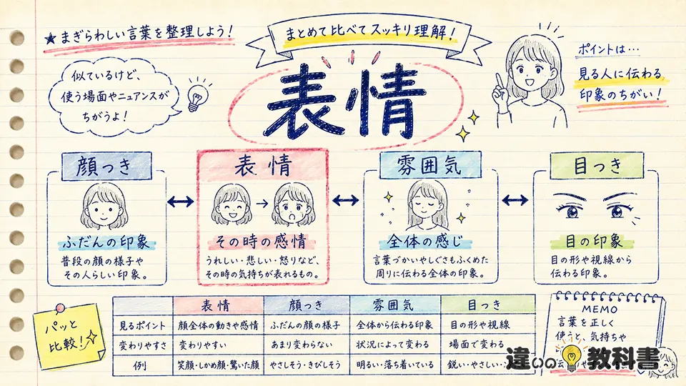 表情の意味と似た言葉の違いを整理する