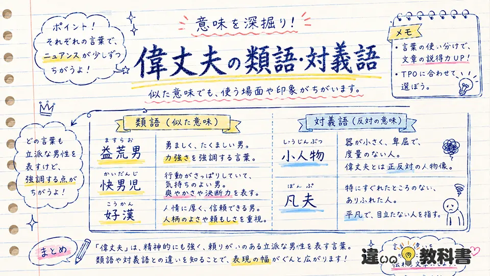 偉丈夫の意味と類語・対義語の違い