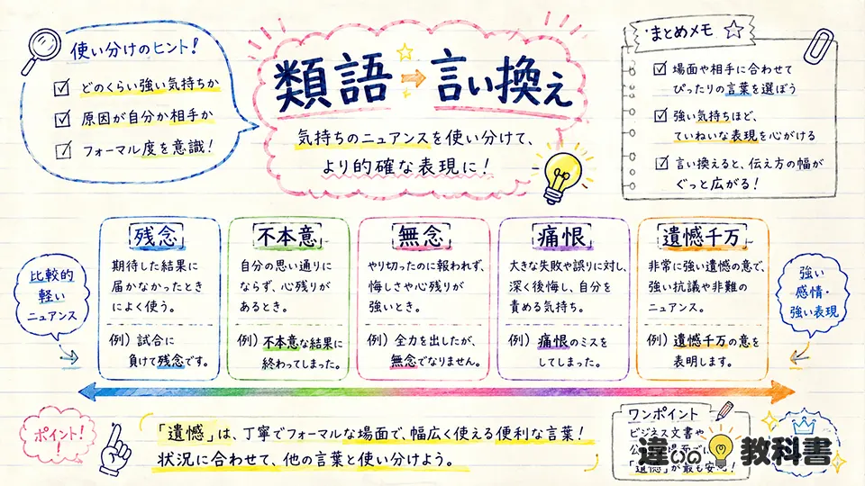 遺憾の意味と似た言葉・言い換え表現