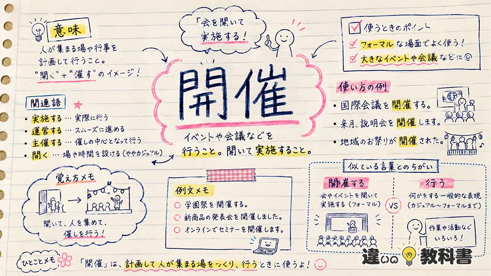 開催（かいさい）の意味や使い方【図解Note】