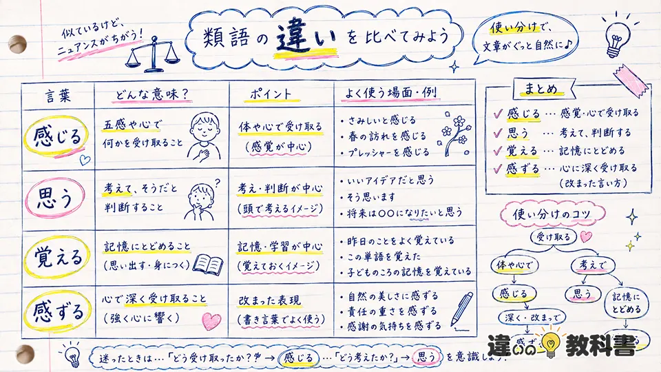 感じるの意味と類語の違い