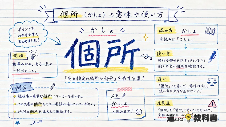 個所(かしょ)の意味や使い方【図解Note】