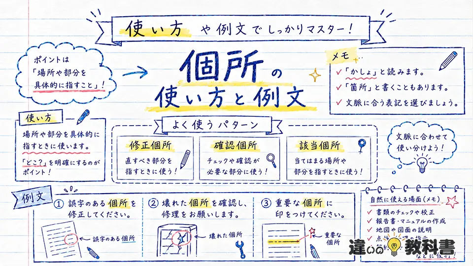 個所の意味が伝わる使い方と例文