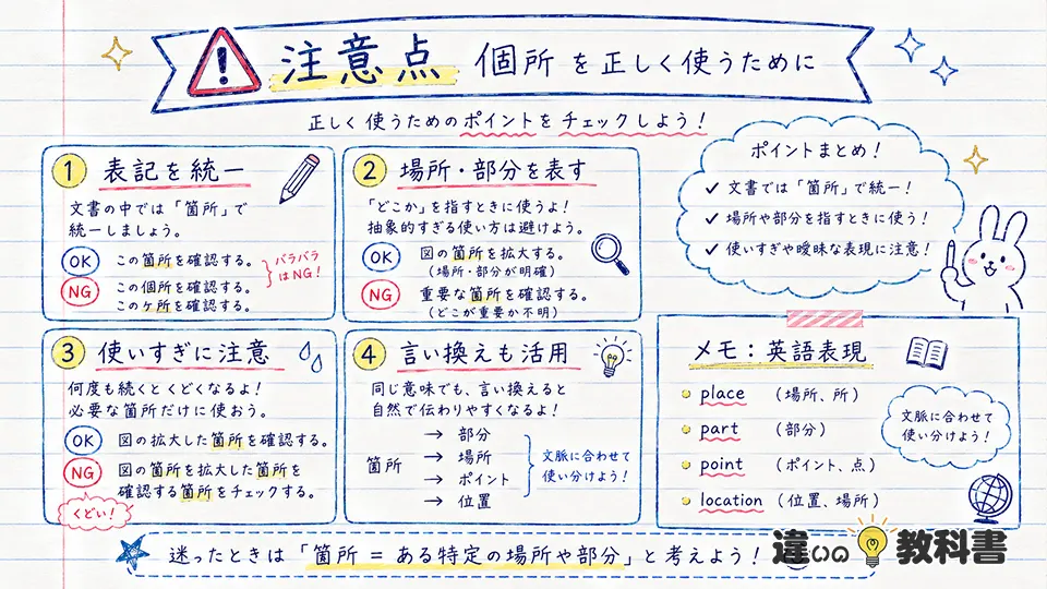 個所の意味を正しく使うための注意点