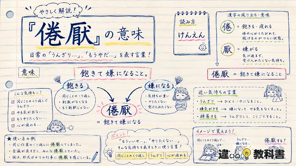 倦厭の意味をわかりやすく解説