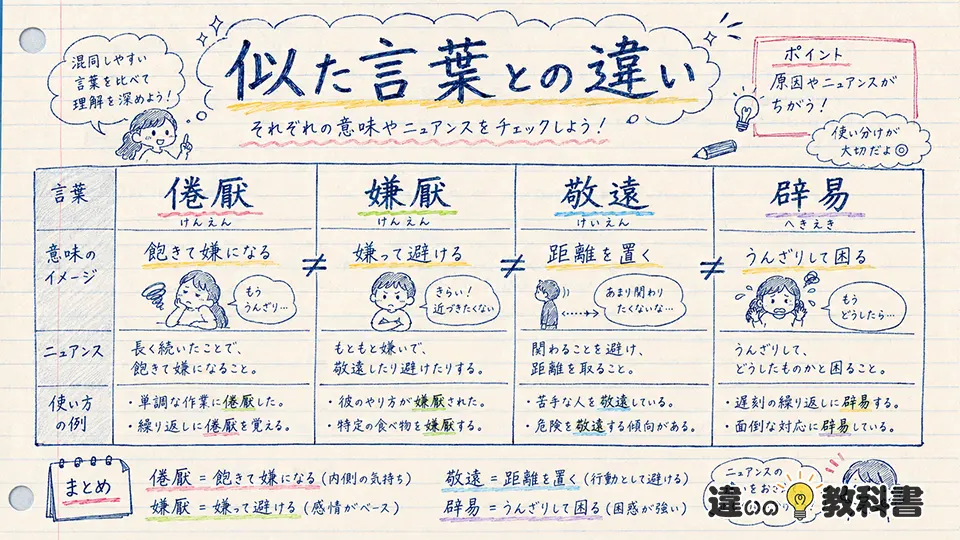 倦厭の意味と似た言葉の違い
