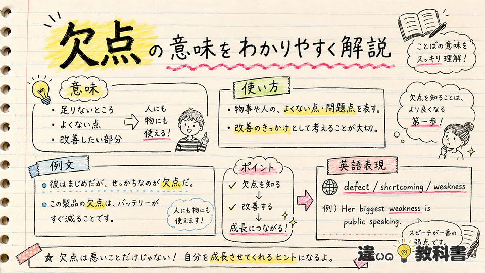 欠点の意味と短所・弱点・欠陥の違い