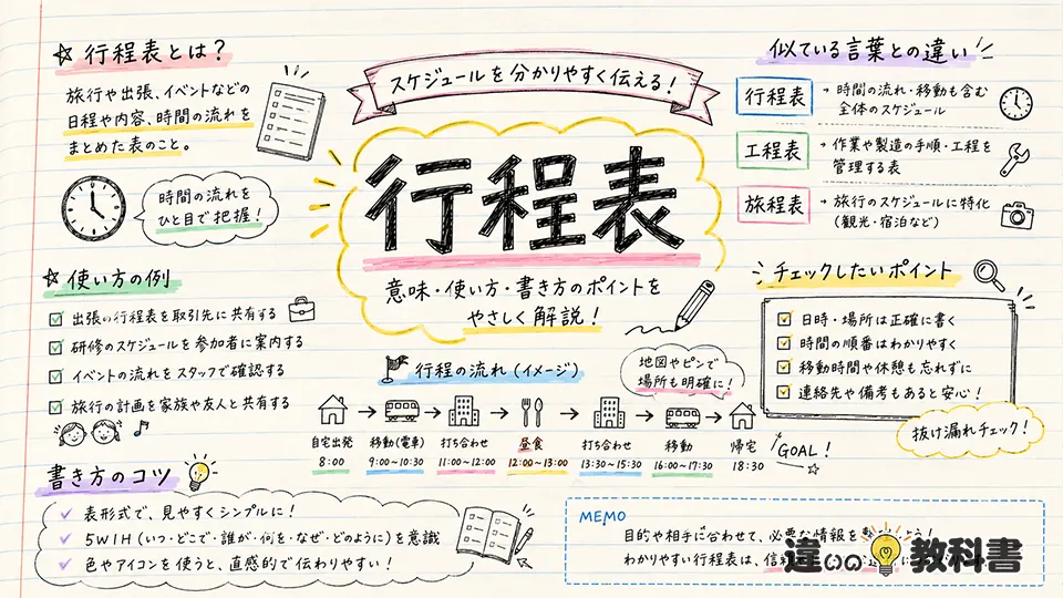 行程表(こうていひょう)の意味や使い方【図解Note】