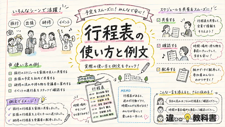 行程表の意味が伝わる使い方と例文