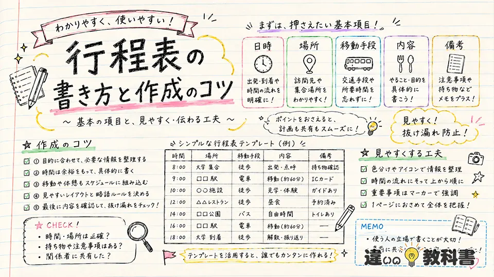 行程表の意味を活かした書き方と作成ポイント