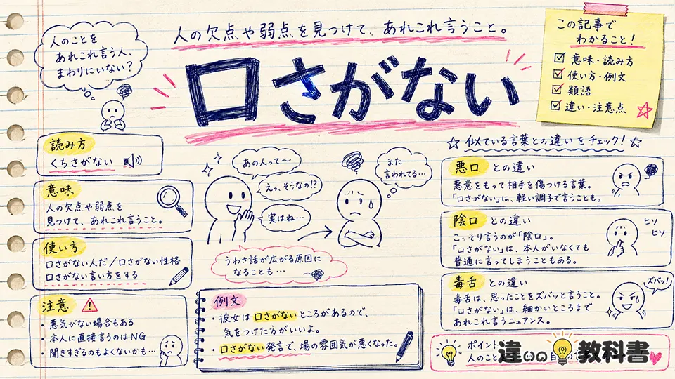 口さがない（くちさがない）の意味や使い方【図解Note】