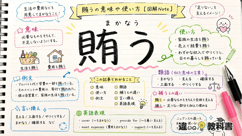 賄う(まかなう)の意味や使い方【図解Note】