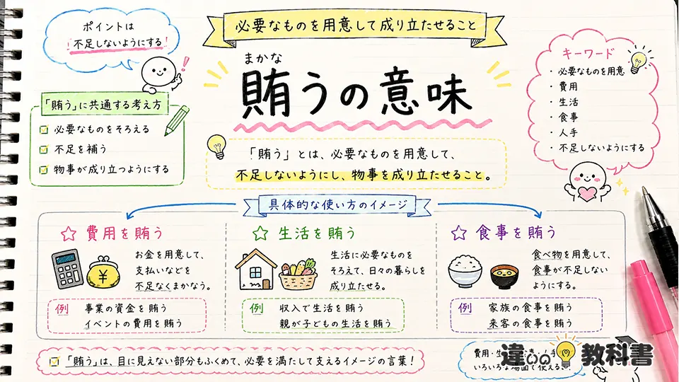 賄うの意味をやさしく整理すると「必要なものを用意して成り立たせる」こと