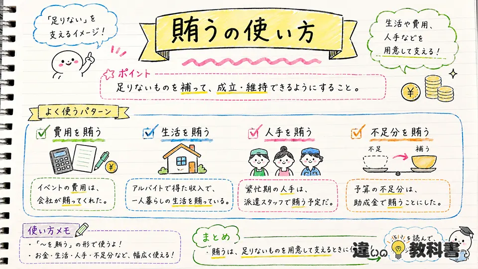 賄うの意味が分かる使い方と例文