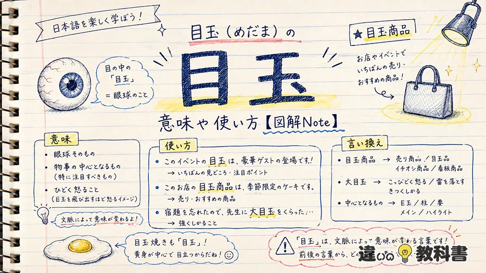 目玉(めだま)の意味や使い方【図解Note】