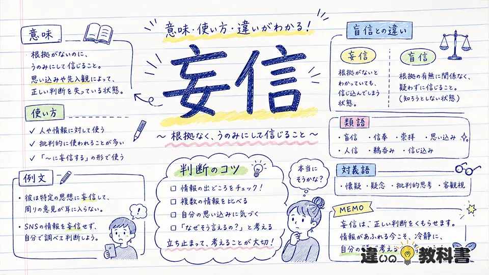 妄信（もうしん）の意味や使い方【図解Note】