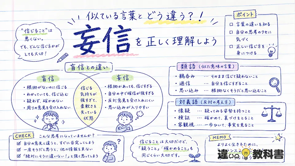 妄信の意味に近い類語・対義語・盲信との違い