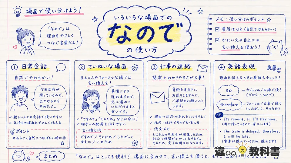 なのでの意味を場面別に使いこなす