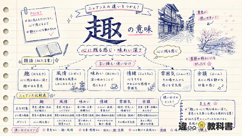 趣の意味と類語・言い換えの違い