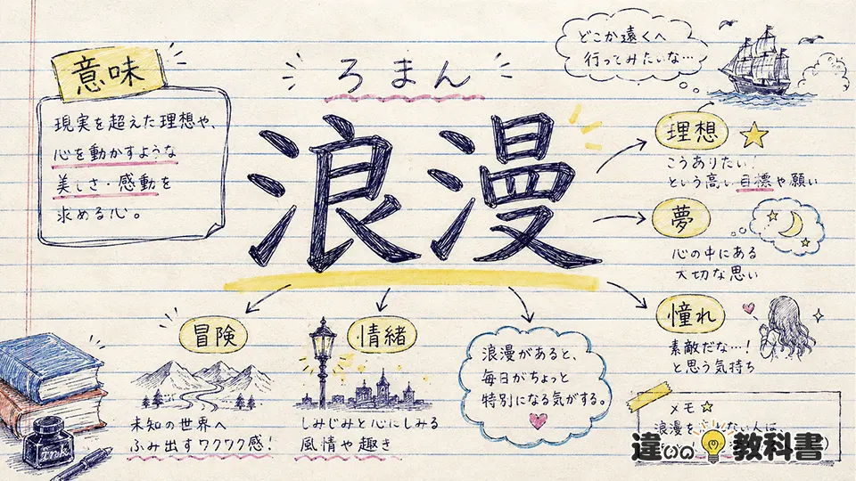 浪漫(ろまん)の意味や使い方【図解Note】