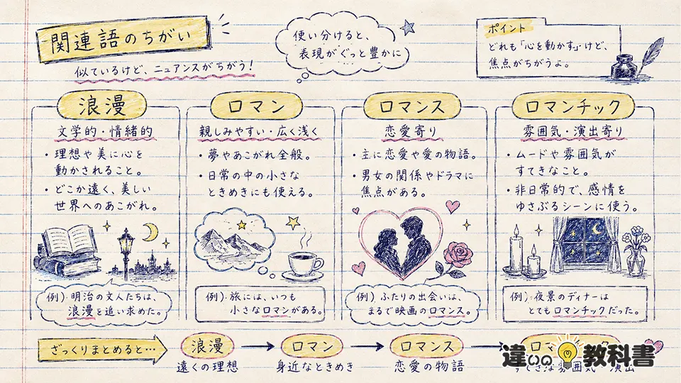 浪漫の意味とロマン・ロマンスとの違い