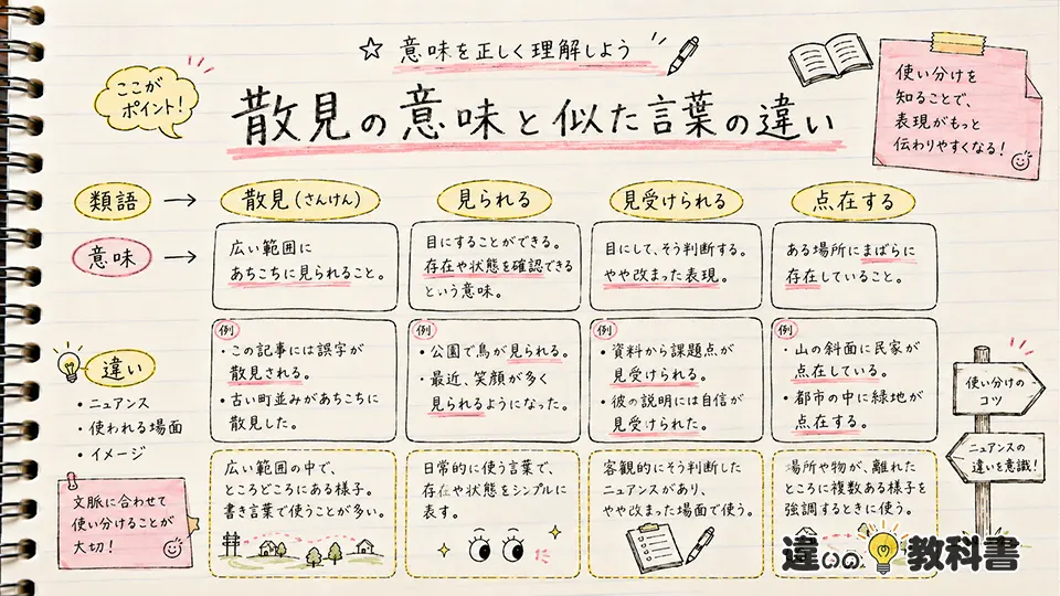 散見の意味と似た言葉の違い