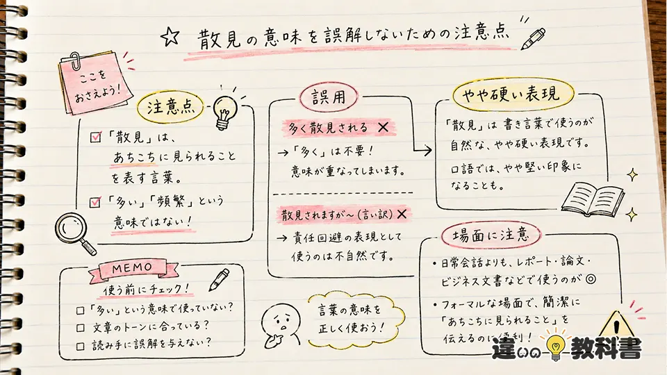 散見の意味を誤解しないための注意点