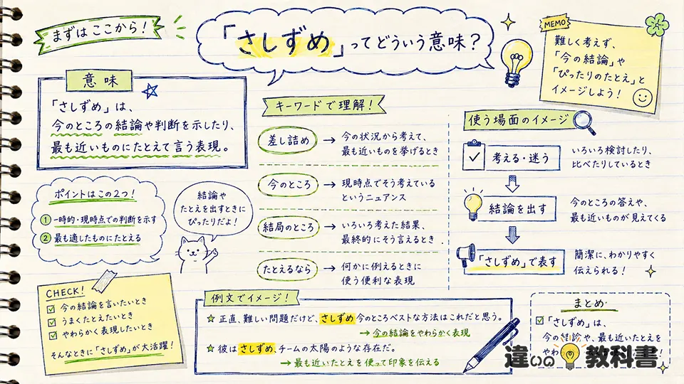 さしずめの意味をわかりやすく整理
