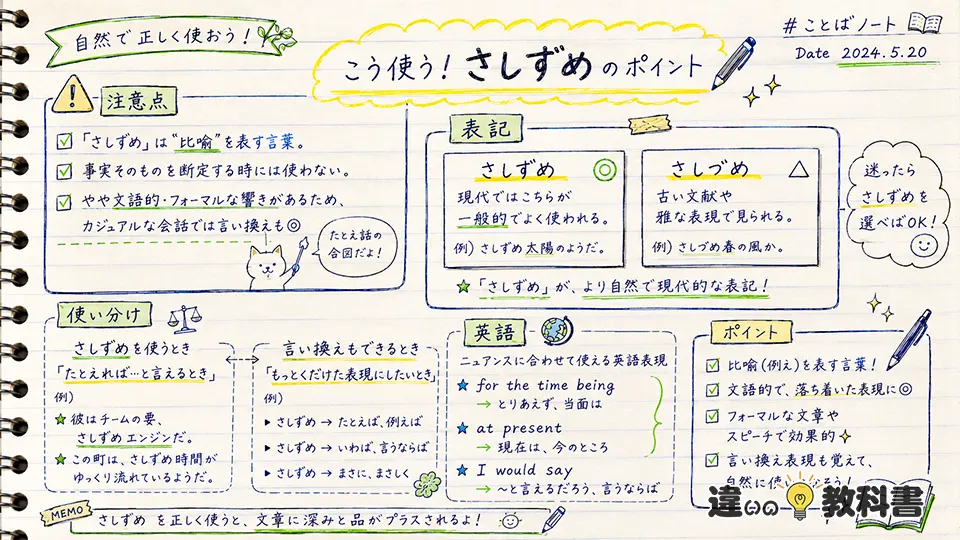 さしずめの意味を正しく使うための注意点