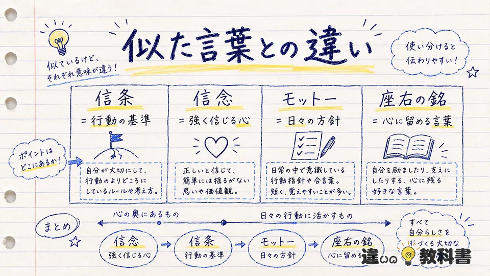 信条の意味と似た言葉の違い