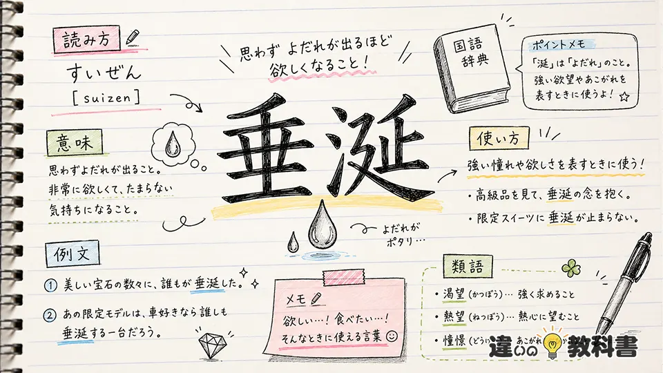 垂涎（すいぜん）の意味や使い方【図解Note】