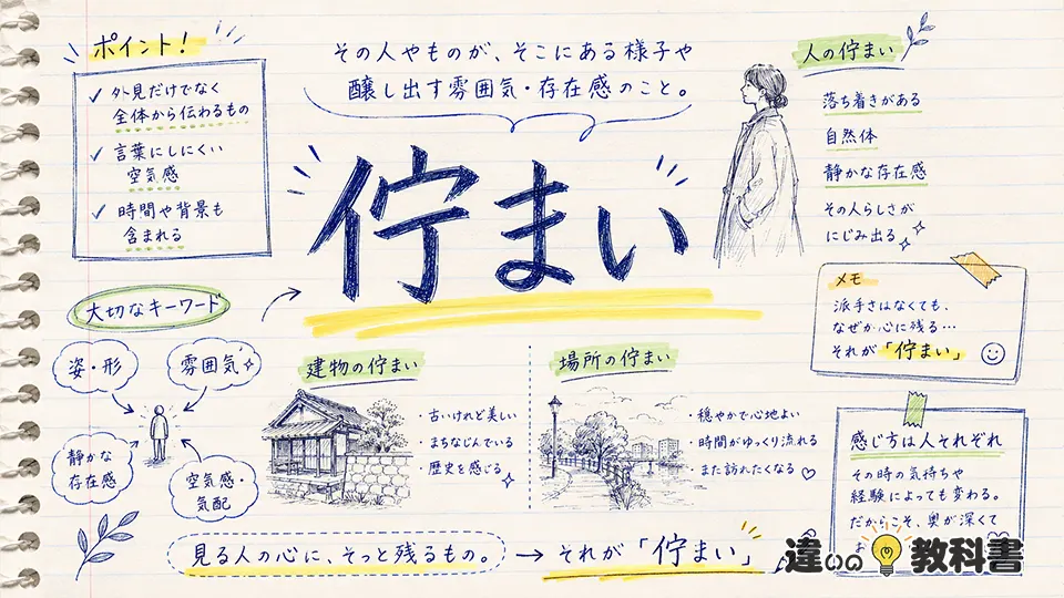 佇まい（たたずまい）の意味や使い方【図解Note】
