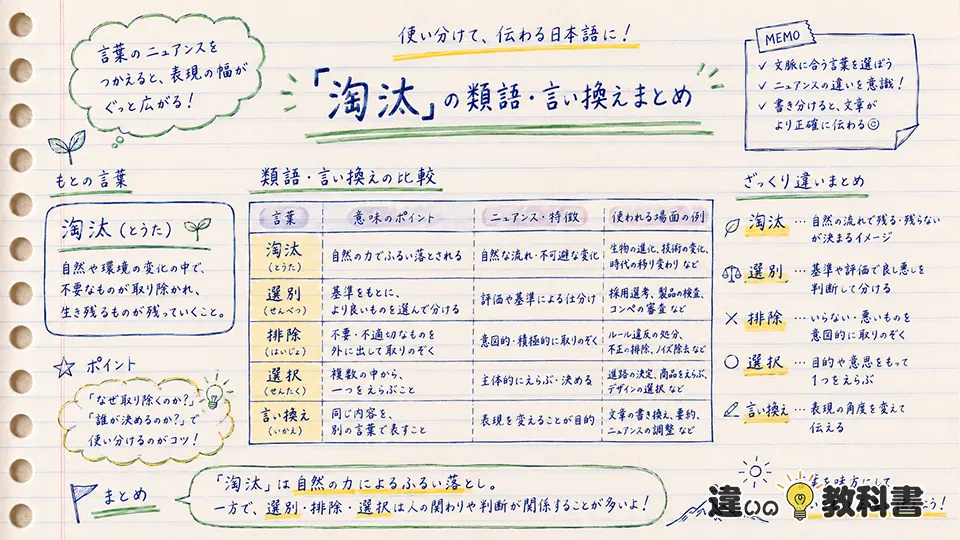 淘汰の意味と類語・言い換えの使い分け