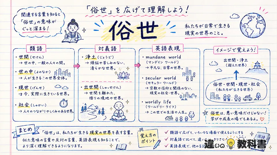 俗世の意味を類語・対義語・英語表現で広げる