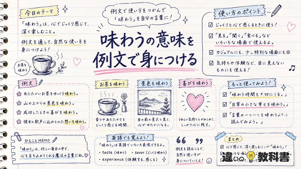 味わうの意味を例文で身につける